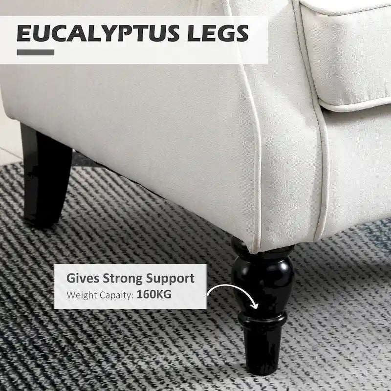 Cream White Modern 29.3 High Back Tufted Accent Chair with Wingback Design