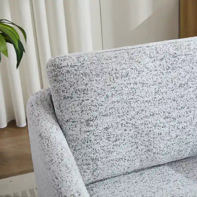 White+Black 31.5 Chenille Swivel Accent Chair with Solid Wood Frame