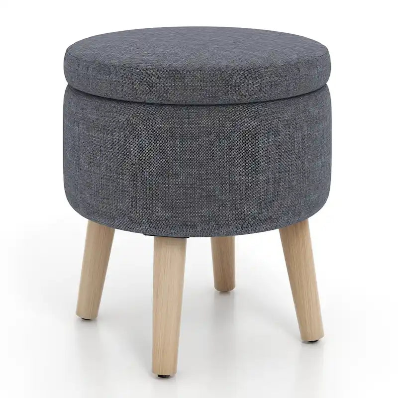 Costway Round Storage Ottoman Accent Storage Footstool with Tray for - See Details