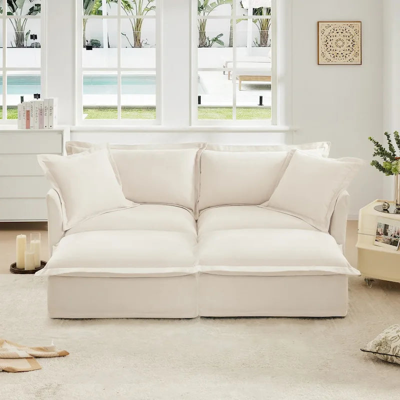 83.4" 2-Seater Sectional Sofa with Ottomans