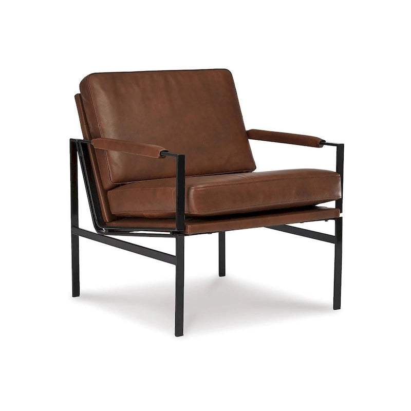 Mid Century Modern Leather Accent Chair - 29"W x 31.5"D x 34.25"H