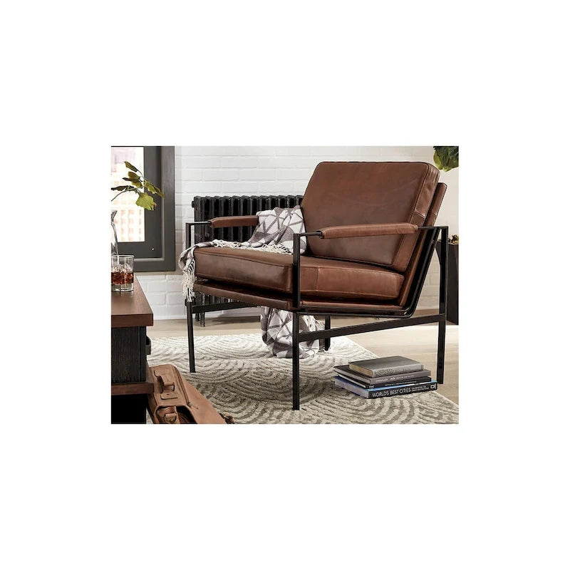 Signature Design by Ashley Puckman Mid Century Modern Leather Accent Chair - 29 W x 31.5 D x 34.25 H