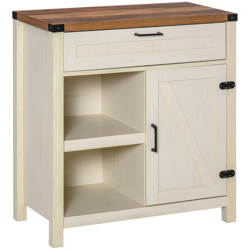 Rustic Barn Door Buffet Sideboard Storage Cabinet for Kitchen & Dining Room