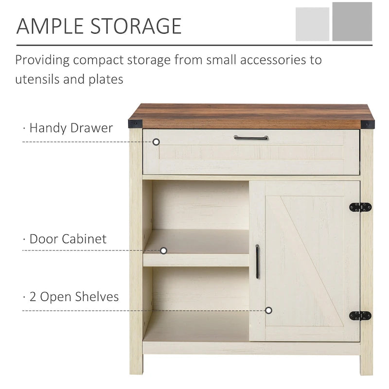 Rustic Barn Door Buffet Sideboard Storage Cabinet for Kitchen & Dining Room