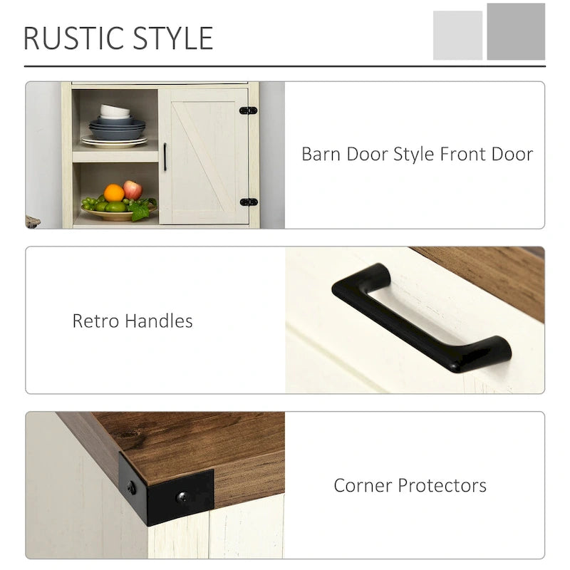 Rustic Barn Door Buffet Sideboard Storage Cabinet for Kitchen & Dining Room