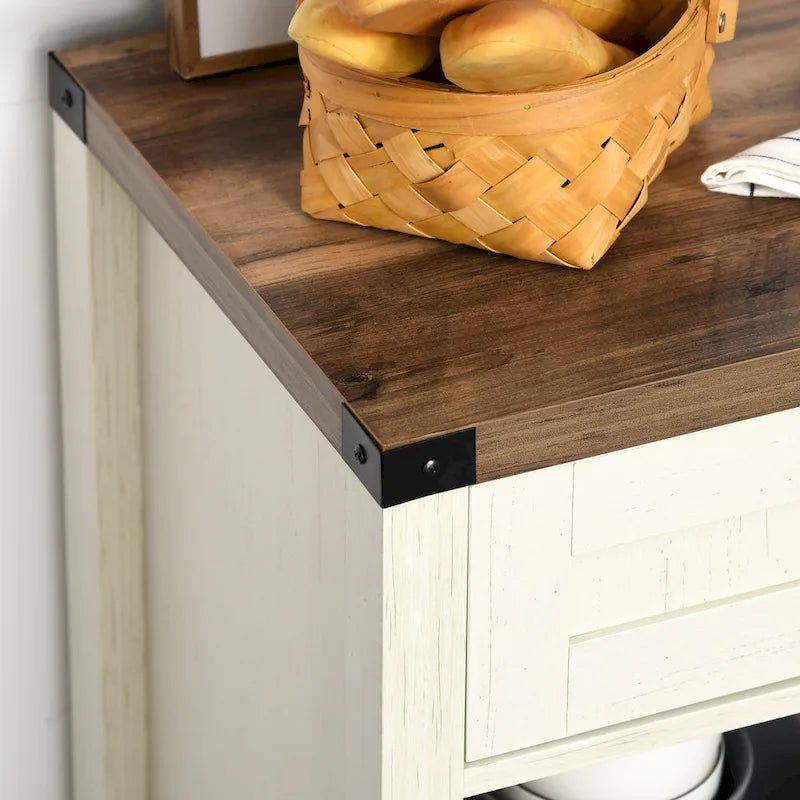 Rustic Barn Door Buffet Sideboard Storage Cabinet for Kitchen & Dining Room