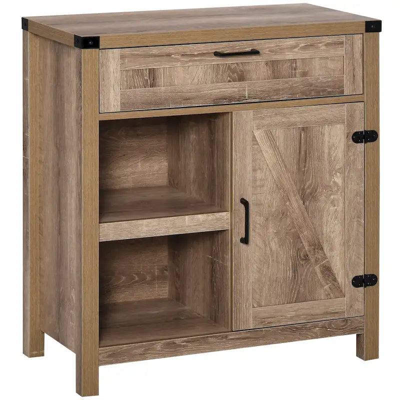 Rustic Barn Door Buffet Sideboard Storage Cabinet for Kitchen & Dining Room