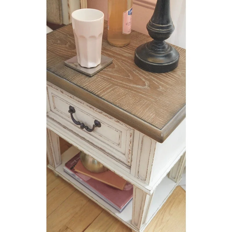 Brown wooden bedside table