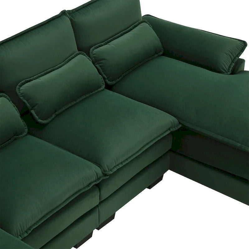 110*55 Modern U-Shaped Sectional Sofa with Waist Pillows,6-Seat Upholstered Symmetrical Sofa Furniture