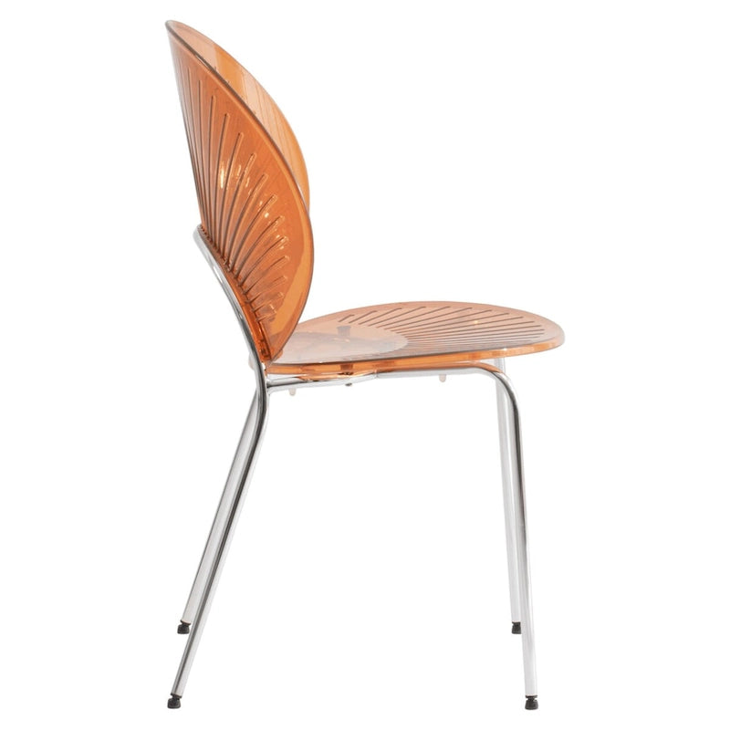 LeisureMod Opulent Plastic Dining Side Chair in Chrome Base