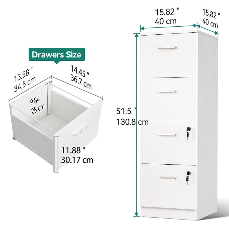 Moasis 51H 4 Drawers File Cabinet Lockable Vertical Storage Cabinet for Home Office
